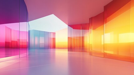 Poster - Abstract Colorful Glass Corridor