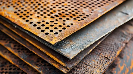 Aufkleber - Perforated metal sheets being processed and fabricated for various industrial applications such as construction engineering or product manufacturing