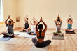 © peopleimages.com - Yoga, workout and people in studio for class for wellness, meditation and mindfulness. Personal trainer, pilates and men and women for exercise, training and stretching for calm, balance and health