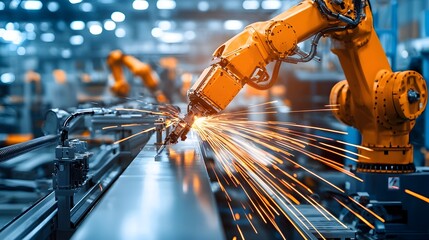 Poster - Robotic Arm Efficiently Placing Metal Sheets onto Production Line in Automated Industrial Factory Environment  Advanced Machinery and Precision Manufacturing Process