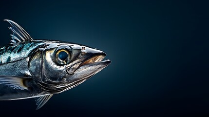 Poster - Sleek and Elegant Bonito Fish Displayed Head on for Gourmet Culinary Presentation in a Refined Restaurant or Fine Dining Setting