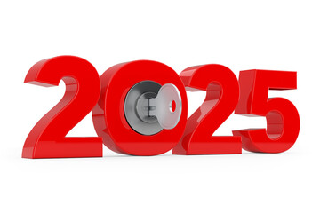 Aufkleber - New 2025 Year Sign with Key. 3d Rendering