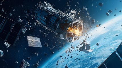 Aufkleber - Telescope on Earth Monitoring and Tracking Dangerous Space Debris Paths Orbiting the Planet for Astronomy and Astrophysics Research