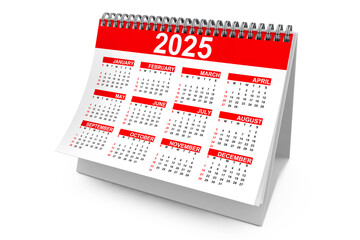 Poster - 2025 Year Desktop Calendar. 3d Rendering