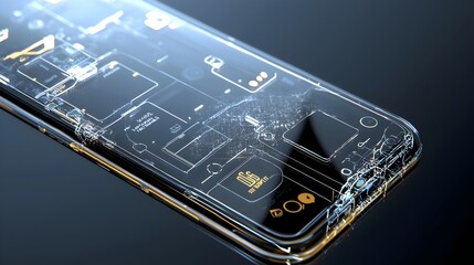 Fototapete - Transparent Graphene Coated Screen on a Futuristic Smartphone Design   Clean and Sleek Graphene Based Display Technology for Modern Innovative Mobile Devices