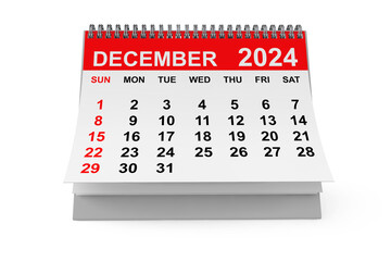 Poster - 2024 Year December Calendar. 3d rendering