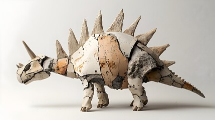 Poster - Upright display of a well preserved Stegosaurus plate fossil showcasing the intricate texture and highlights of this prehistoric dinosaur relic from the Jurassic or Cretaceous era