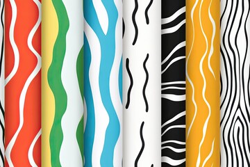 Poster - A Collection of Dynamic Abstract Geometric Patterns With Colorful Lines on Neutral Background