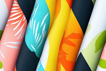 Aufkleber - Vibrant Abstract Geometric Patterns With Bold Shapes and Lines Against Serene Neutral Backdrop