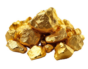 Wall Mural -  A pile of gold nuggets or gold ore precious stone or lump of golden stone