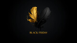 Żółty napis Black Friday i piórka