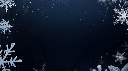 Poster - Elegant Snowflake Frame on Blue Canvas for Classy Winter Designs : Generative AI
