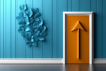 Poster - A single, bold arrow taking over a simple design of a path, symbolizing taking control of direction in a minimalist style