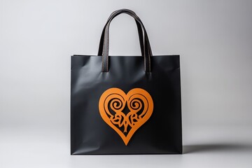 Aufkleber - A takeaway bag with a subtle heart icon on it, evoking care and warmth, set against a plain background