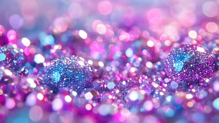 Poster - Vibrant pink and purple glitter bokeh background for festive and sparkling design projects : Generative AI