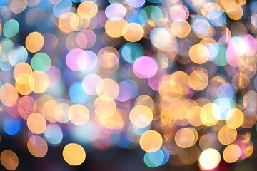 Poster - Colorful bokeh lights creating magical abstract background with bright glowing circles : Generative AI