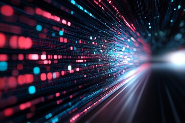 Aufkleber - Futuristic Digital Data Stream Imagery Depicting Fast Technology and Cyber Connections : Generative AI