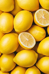 Aufkleber - Sliced and Whole Lemons Arranged in Overhead View Highlighting Texture : Generative AI