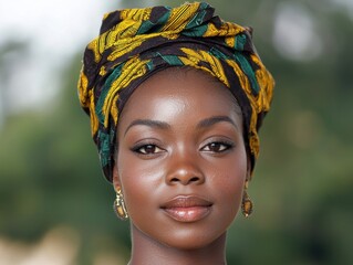 Sticker - portrait of a beautiful african woman with traditional headwrap