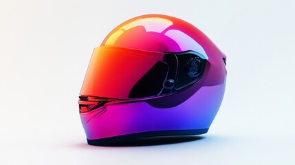 Aufkleber - A multi-colored helmet showcasing a gradient effect, blending seamlessly from red to purple, creating a stunning visual on a clean white surface