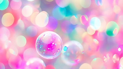 Poster - Colorful Bokeh Background with Soft Pink and Purple Bubbles for Creative Design : Generative AI