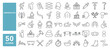 © M Design - Set of 50 line icons related to chiropractic, spine, joint, restoration, scoliosis, kyphosis, baseline, posture, Editable stroke. Vector illustration