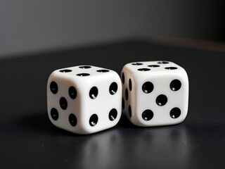 A pair of white dice on the table illustrating depends on luck