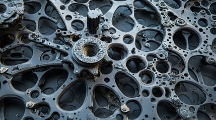 Aufkleber - Mesmerizing abstract patterns and textures created by the casting of molten zinc alloy into intricate shapes showcasing the complex