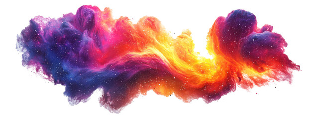 Wall Mural - red and purple starry galaxy clouds effect isolated on transparent background.