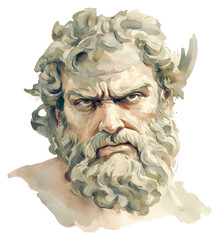 Wall Mural - PNG An ancient Greek angry god painting art photography.