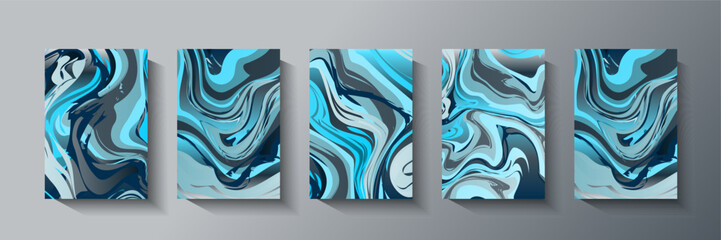 Wall Mural - abstract geometric background. liquid dynamic gradient color waves. fluid marble texture set.designs