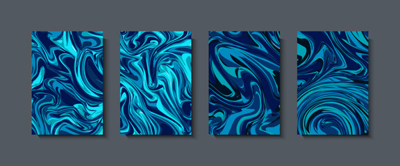Wall Mural - abstract geometric background. liquid dynamic gradient color waves. fluid marble texture set.designs