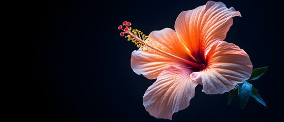 Aufkleber - Vibrant Hibiscus Flower Against Dark Background