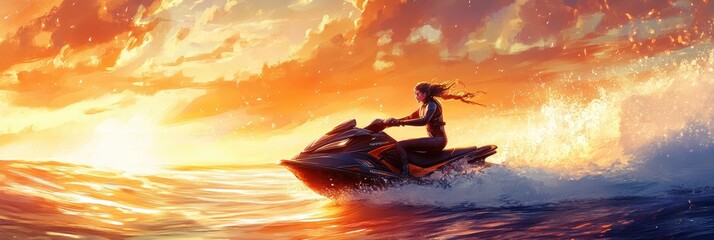 Wall Mural - Jetski in water. Summer tropical sports.