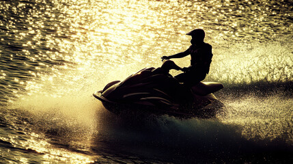 Wall Mural - Jetski in water. Summer tropical sports.