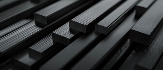 Poster - A close-up of textured black rectangular bars, showcasing industrial design elements.
