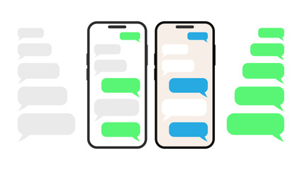 Poster - Smartphone Messenger Chat Bubbles. Creative Message Designs for Sending, Receiving SMS, and Social Media Conversations. Vector.