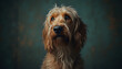 © YoungMok - Spaniel with brown curly fur, close-up portrait indoors, calm expression