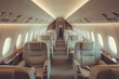 © Chin - Perspective view of aisle and seat on airplane, Economy class seat couch on airplane.