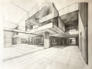 Poster - Intricate Architectural Drawing with Fine Lines