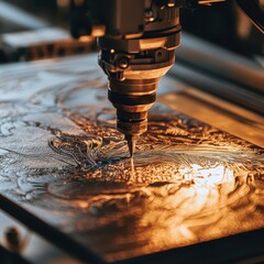 Poster - Close-Up of Laser Engraver on Metallic Surface