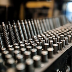 Poster - Precision Metal Parts Neatly Arranged Up Close