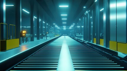 Poster - Conveyor Belt Transporting Fresh Products in Warehouse