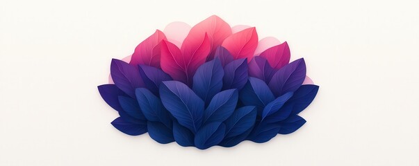 Wall Mural - Abstract Floral Pattern with Blue and Pink Leaves.