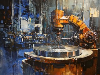 Poster - Precision Metalworking Machine in Action