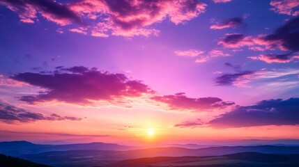 Poster - A beautiful sunset with a pink and purple sky