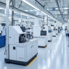 Poster - Modern Clean Factory with Precision Engineered Machines