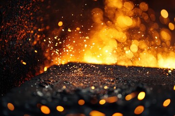 Poster - Molten Metal Pouring in Steel Factory Sparks