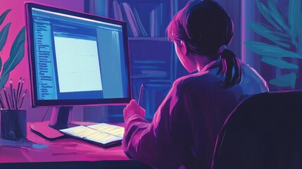 Poster - Student Taking Notes During Online Class Session