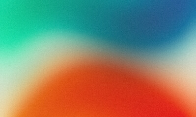 Smooth gradient texture backdrop. Abstract retro blue red orange green color grainy gradient texture, vibrant, warm, glowing, noisy texture colors website cover, header, poster, banner